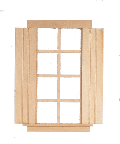 Dollhouse Miniature WINDOW - 4 OVER 4 with  SHUTTERS